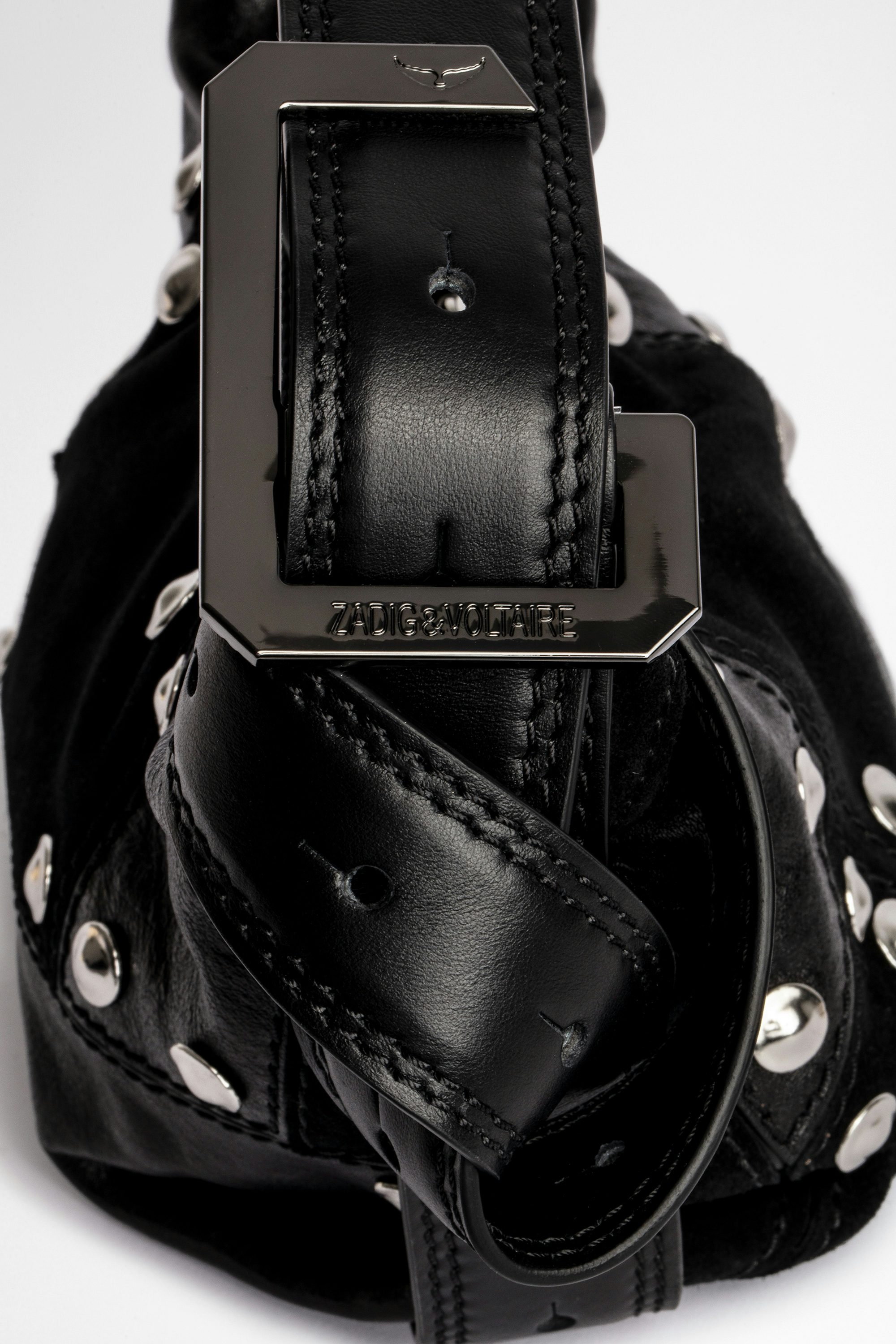 Bolso Le Cecilia XS Patchwork Studs - Bolso Le Cecilia XS de patchwork de piel negra con tachuelas